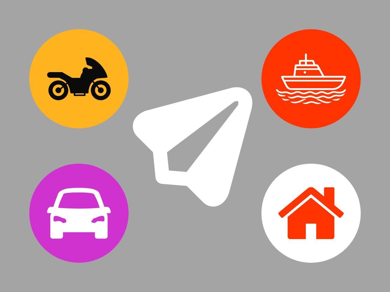 A graphic representing multiple lines of insurance business and their communications being centralized, with a large paper airplane connoting a 