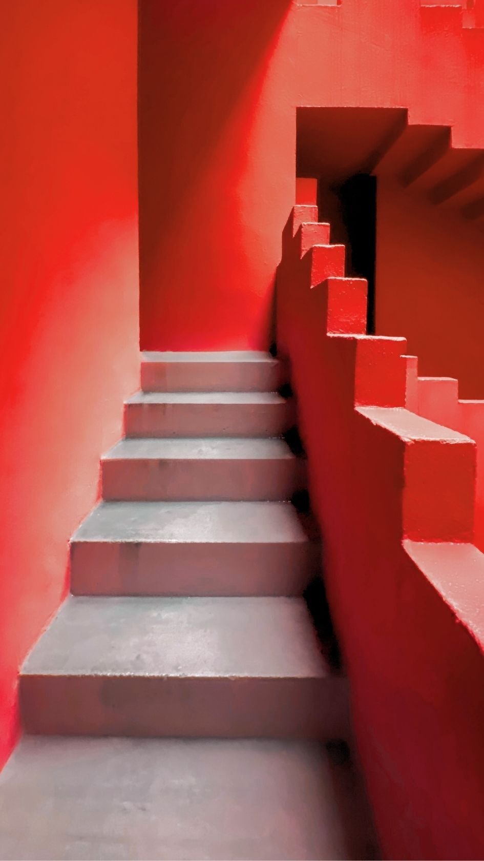 A set of maze-like, red-walled stairs representing the complexity of CCM migration and replacement.