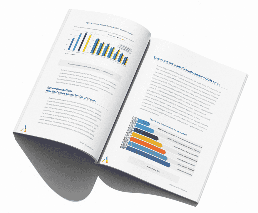 Elixir & Aspire white paper: Unlock Your Growth Potential — Practical Ways CCM Can Drive Revenue mockup as a booklet spread.